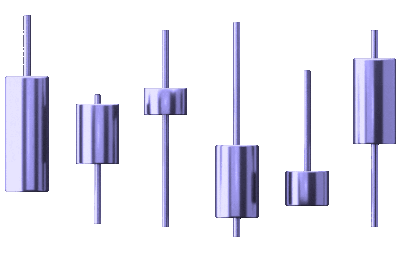 A 3D graphic of candlestick charts, symbolizing the smart trading and winning strategies offered by Firstfundex.